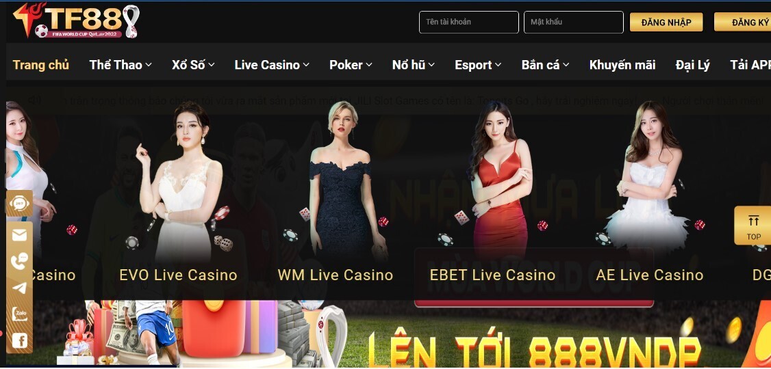 Sân chơi Live Casino của TF88 thu hút rất nhiều game thủ tham gia
